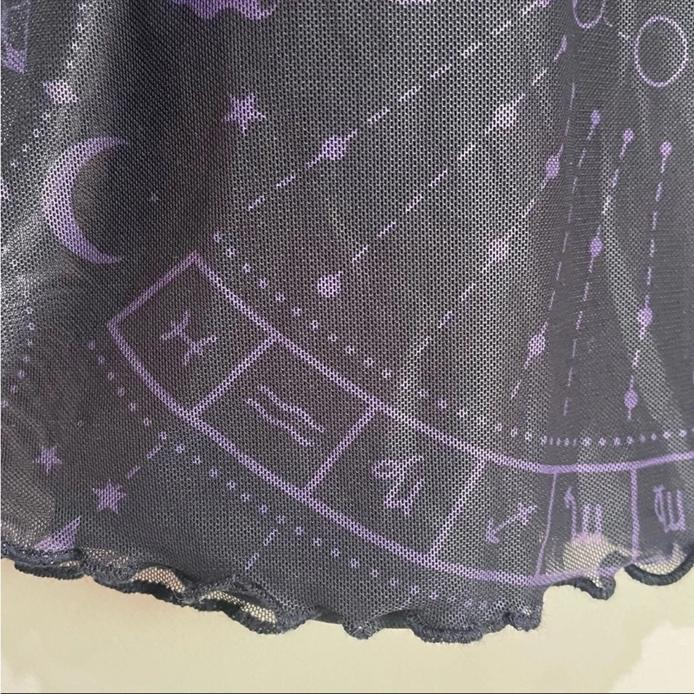 Killstar | Dolls Kill Trevea Zodiac Black Purple Lettuce Edge Mini Skirt Size L - Picture 5 of 10